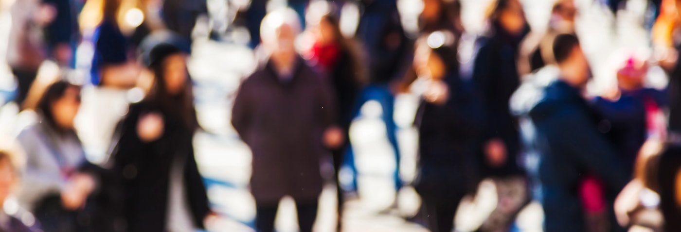 crowd walking New York City
