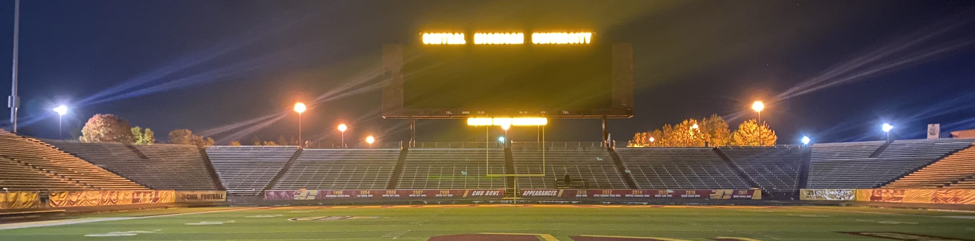 empty football stadium at night under the lights New York City