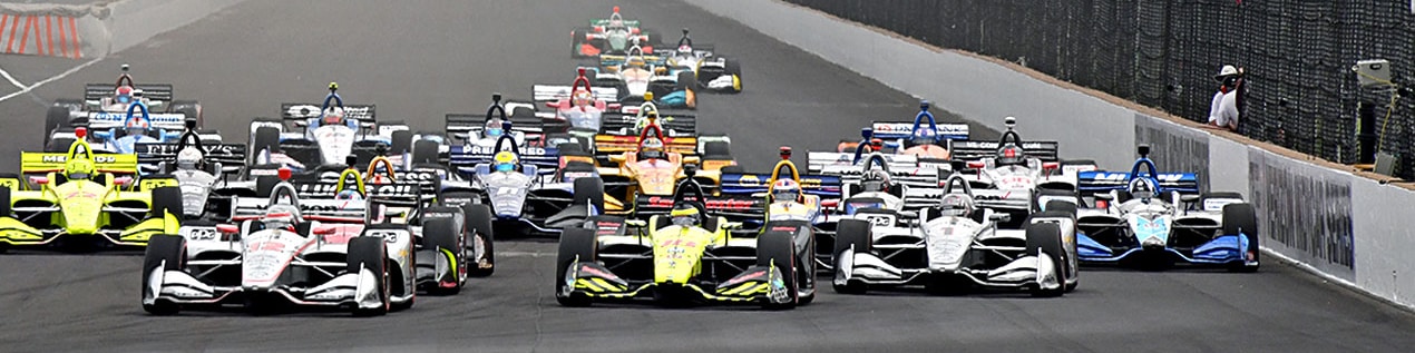 indy cars racing to through the start line New York City