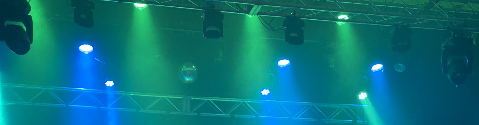 blue and green theater stage lights New York City